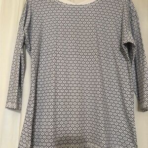 T by Talbots Geometric 3/4 Sleeve Top